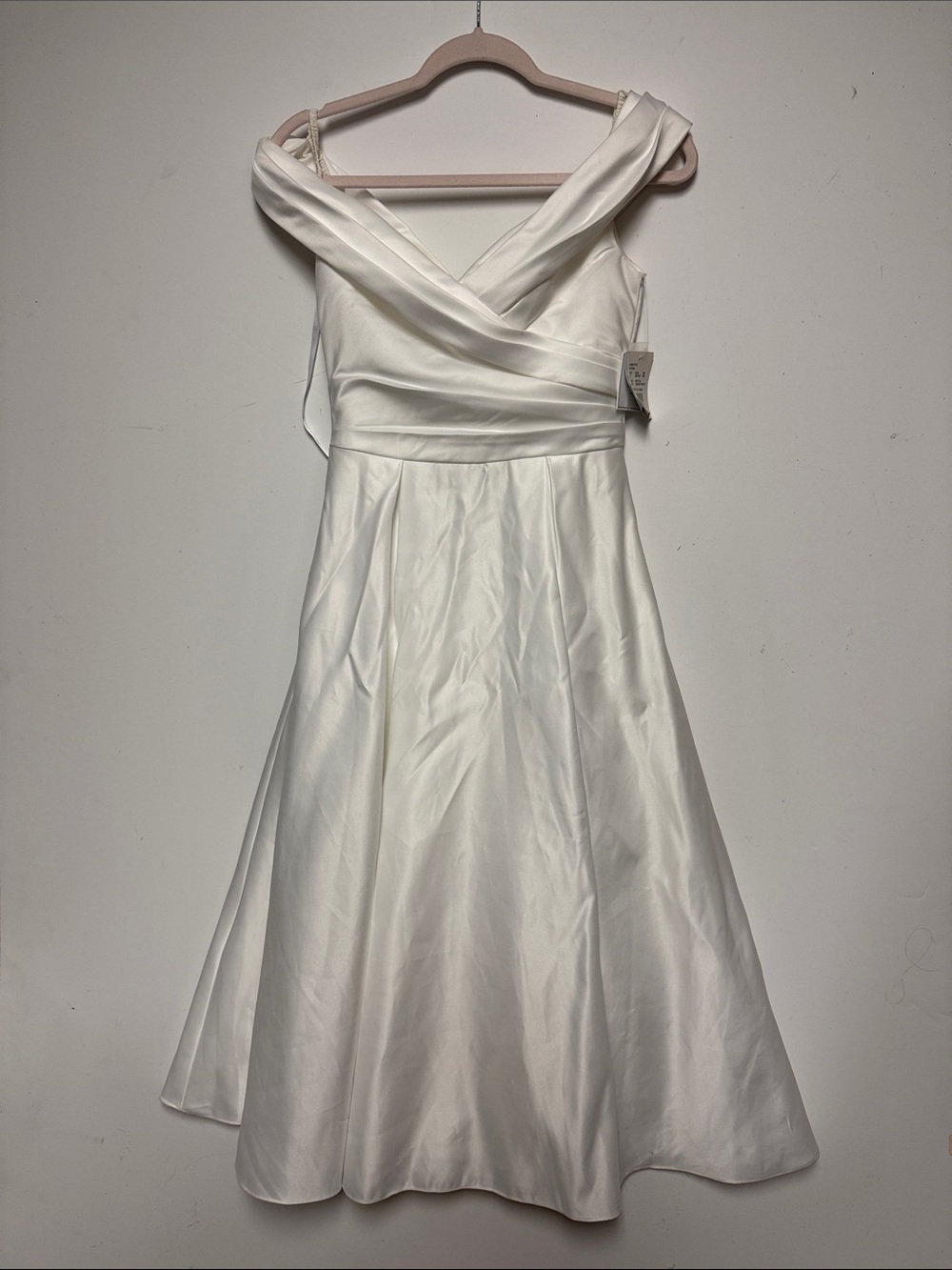 DB studio White Satin A-Line wedding Dress